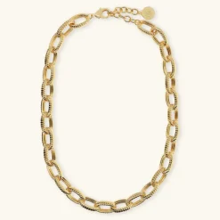 Collana Girocollo Maglie Ovali Texture Rigata