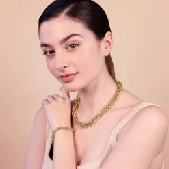 Collana Girocollo Maxi Catena Bizantina Martellata
