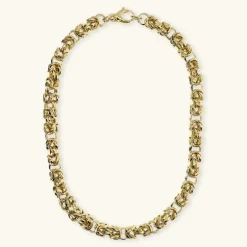 Collana Girocollo Maxi Catena Bizantina Martellata