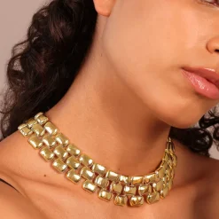 Collana Girocollo Maxi Maglia Pantera Martellata