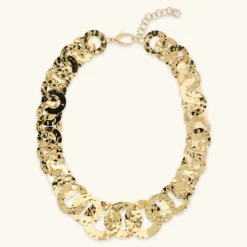 Collana Graduata con Maglie a Disco Martellate