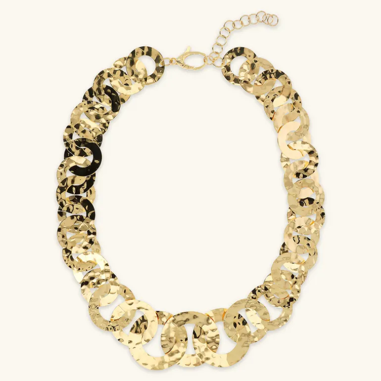 Collana Graduata con Maglie a Disco Martellate