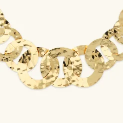 Collana Graduata con Maglie a Disco Martellate