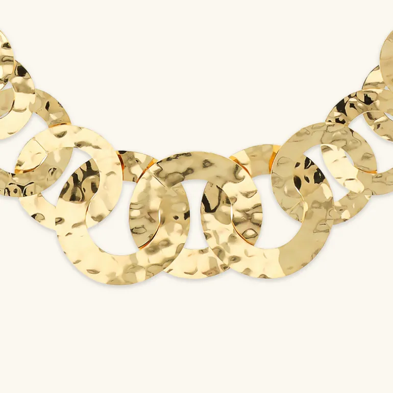 Collana Graduata con Maglie a Disco Martellate