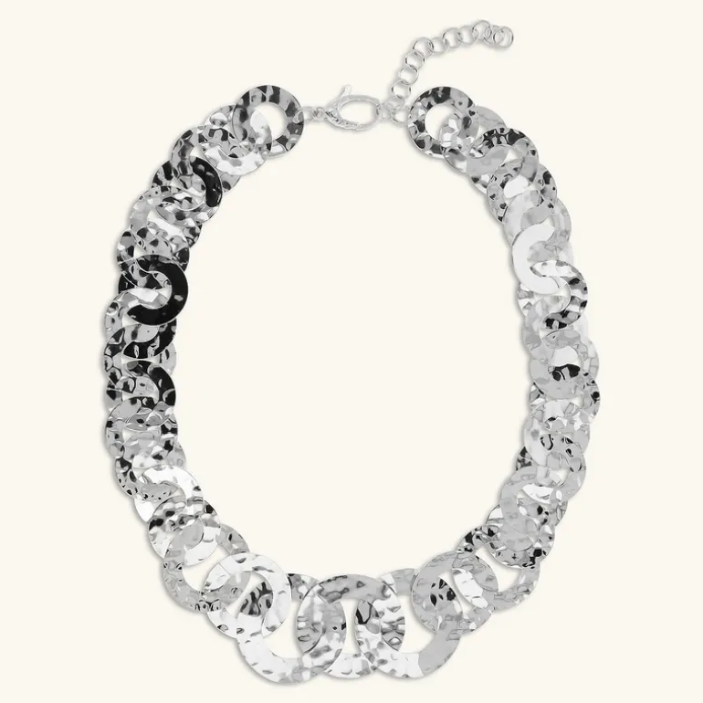 Collana Graduata con Maglie a Disco Martellate