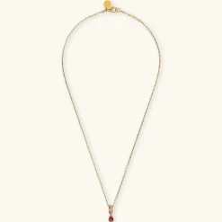 Collana in Argento 925 Placcata Oro Giallo 18kt con Ciondolo Traforato e Pietra Naturale