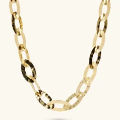 Collana Lunga Catena Ovale Piatta Martellata
