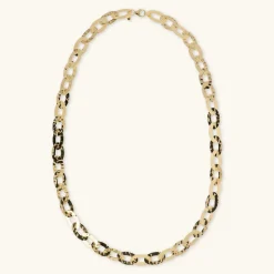 Collana Lunga Catena Ovale Piatta Martellata