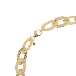 Collana Lunga Catena Ovale Piatta Martellata
