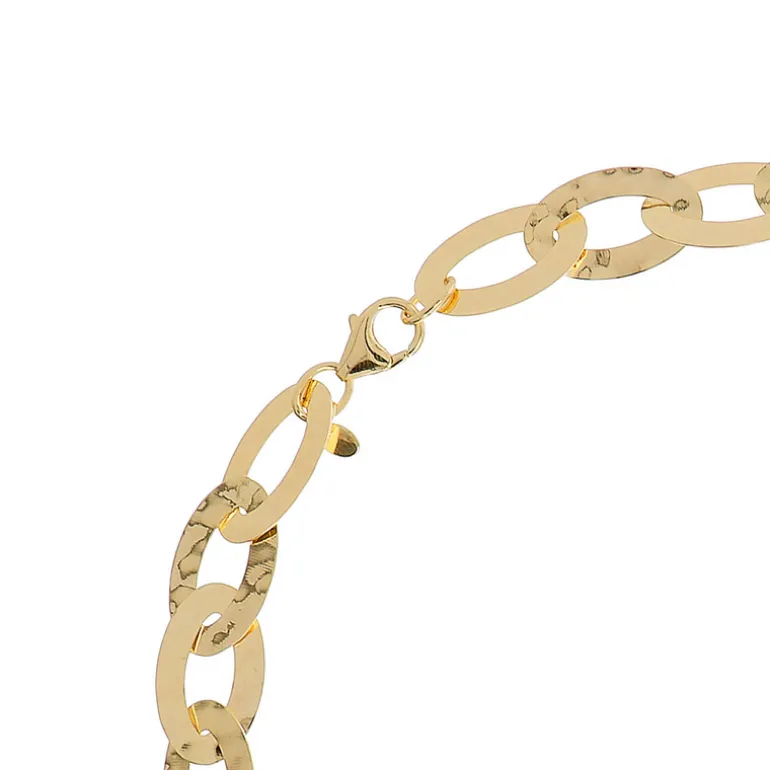 Collana Lunga Catena Ovale Piatta Martellata