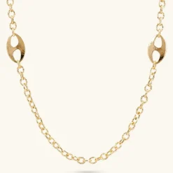 Collana Lunga Catena Rolo con Maglie Marine Martellate