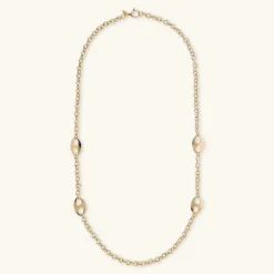 Collana Lunga Catena Rolo con Maglie Marine Martellate