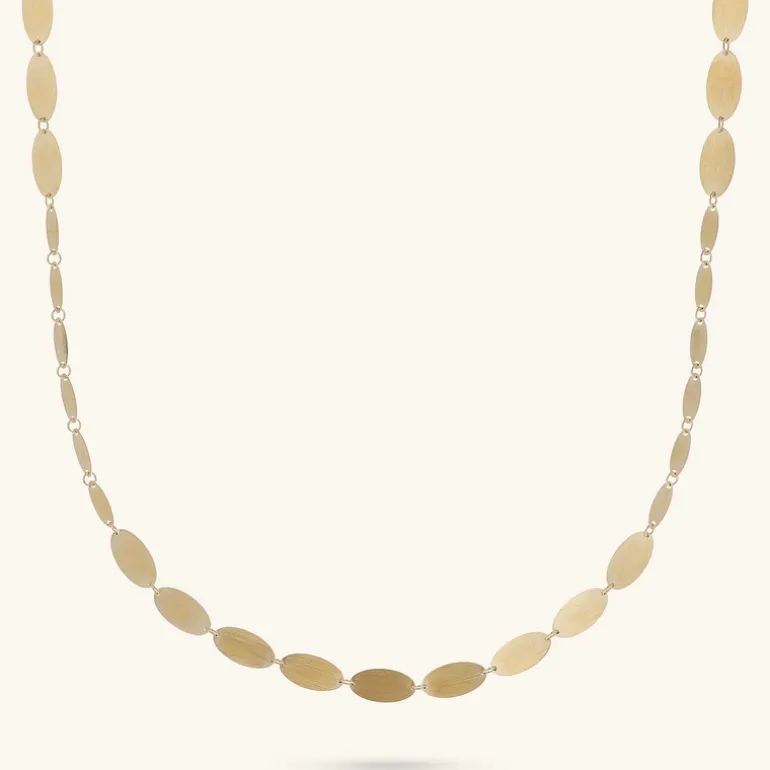 Collana Lunga con Elementi Ovali Satinati