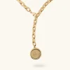 Collana Maglie Ovali Texture Rigata con Ciondolo Moneta