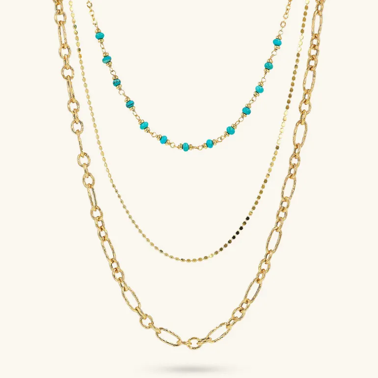 Collana Multifilo Diamantata con Pietra Naturale Turchese