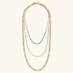 Collana Multifilo Diamantata con Pietra Naturale Turchese