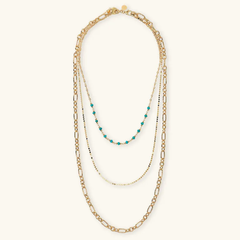 Collana Multifilo Diamantata con Pietra Naturale Turchese