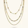 Collana Multifilo Graduata Catena Rolo, Maglie Ovali e Bead Lucide