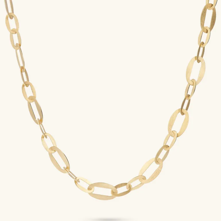 Collana Satinata con Maglie Ovali Alternate