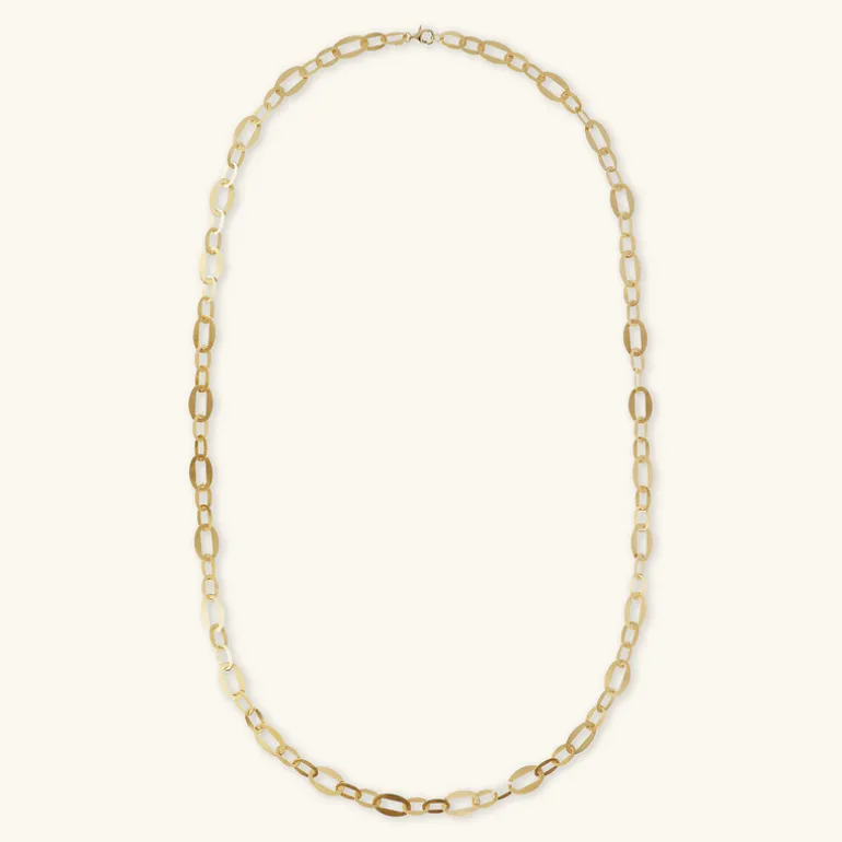Collana Satinata con Maglie Ovali Alternate