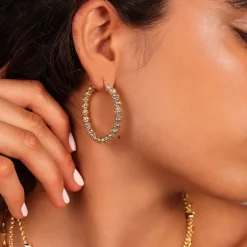 Orecchini a Cerchio con Bead Diamantate