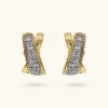Orecchini a Cerchio con Incrocio in Pavé di Cubic Zirconia