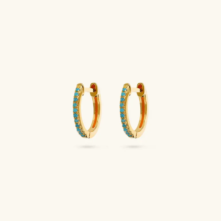 Orecchini a Cerchio in Argento 925 Placcati Oro Giallo 18kt con Pietre Naturali o Cubic Zirconia