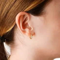 Orecchini a Cerchio in Argento 925 Placcati Oro Giallo 18kt con Pietre Naturali o Cubic Zirconia