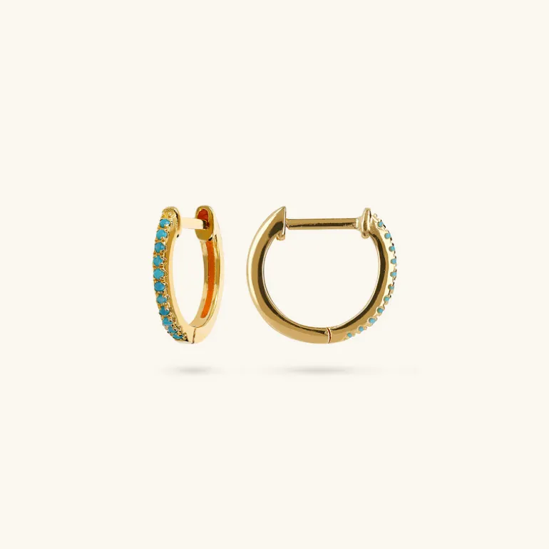Orecchini a Cerchio in Argento 925 Placcati Oro Giallo 18kt con Pietre Naturali o Cubic Zirconia
