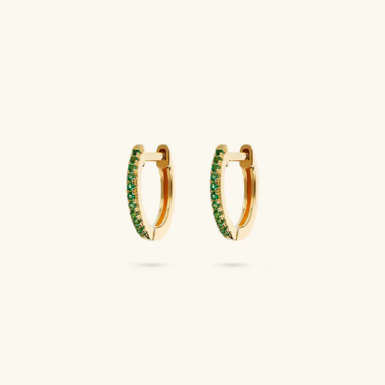 Orecchini a Cerchio in Argento 925 Placcati Oro Giallo 18kt con Pietre Naturali o Cubic Zirconia