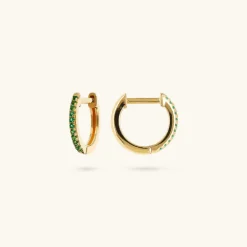 Orecchini a Cerchio in Argento 925 Placcati Oro Giallo 18kt con Pietre Naturali o Cubic Zirconia