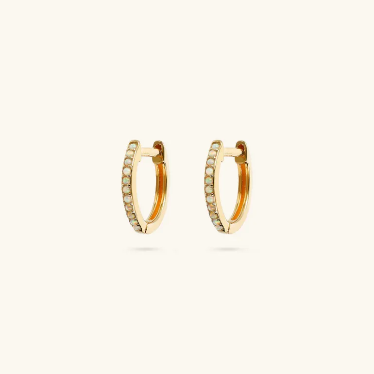 Orecchini a Cerchio in Argento 925 Placcati Oro Giallo 18kt con Pietre Naturali o Cubic Zirconia