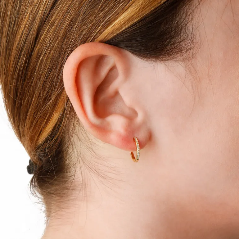 Orecchini a Cerchio in Argento 925 Placcati Oro Giallo 18kt con Pietre Naturali o Cubic Zirconia