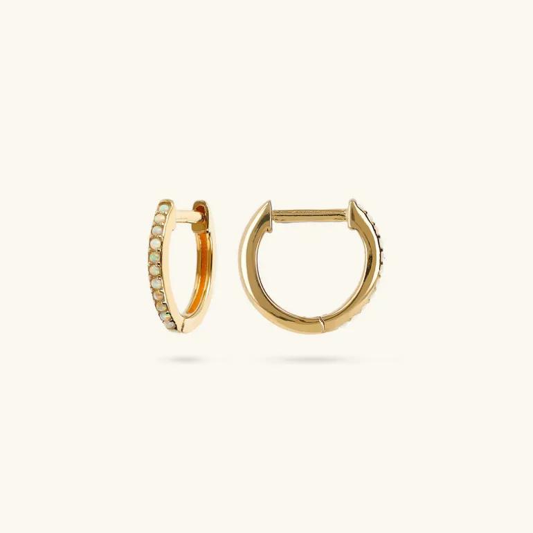 Orecchini a Cerchio in Argento 925 Placcati Oro Giallo 18kt con Pietre Naturali o Cubic Zirconia