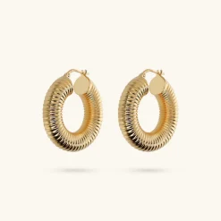 Orecchini a Cerchio Tubogas in Argento 925 placcato Oro Giallo 18kt