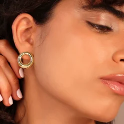 Orecchini a Lobo con Anello Graduato Martellato