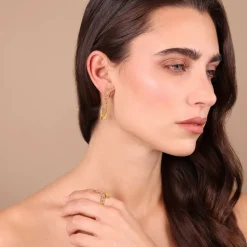 Orecchini Pendenti Onda con Pavé di Cubic Zirconia