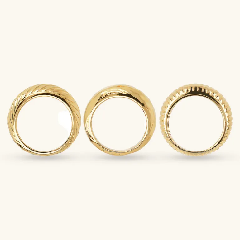 Set di Anelli Fedine Martellati e Rigati